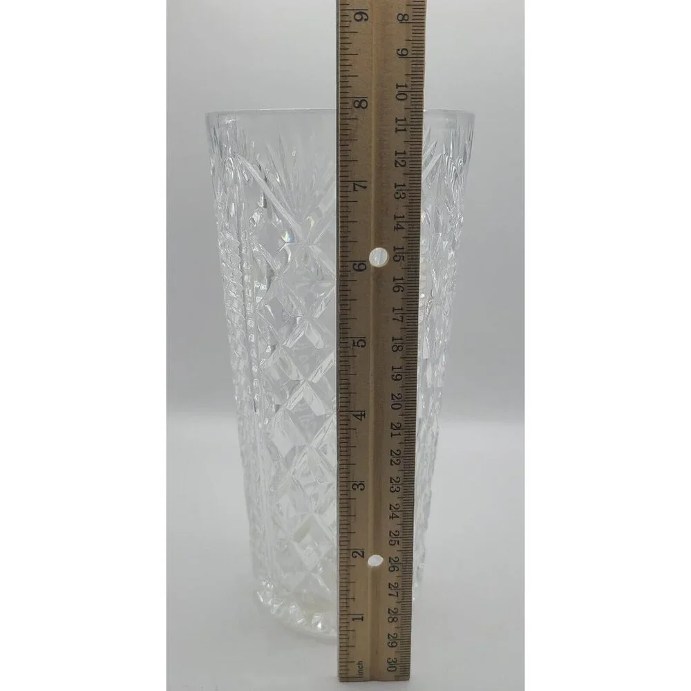 WATERFORD Crystal Clear Cut Clare Pineapple & Diamond SKYSHELL Vase 8" Tall - Picture 5 of 7